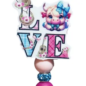 Cow Love Beaded Badge Reel