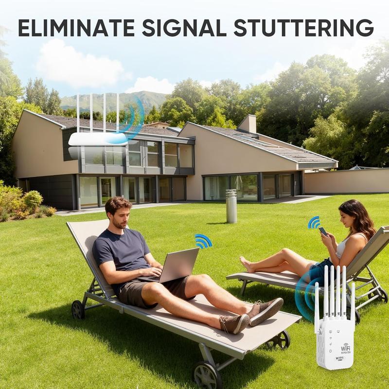 WiFi Extender 2026 6-Antenna Strong Signal, 1200Mbps Dual Band (5GHz/2.4GHz) Booster, Covers 12,000 sq. ft & 100 Devices, Repeater with Gigabit Port & AI Connectivity, Ideal for Home Studios, Remote Workspaces, VR Areas TikTokShopBlackFriday