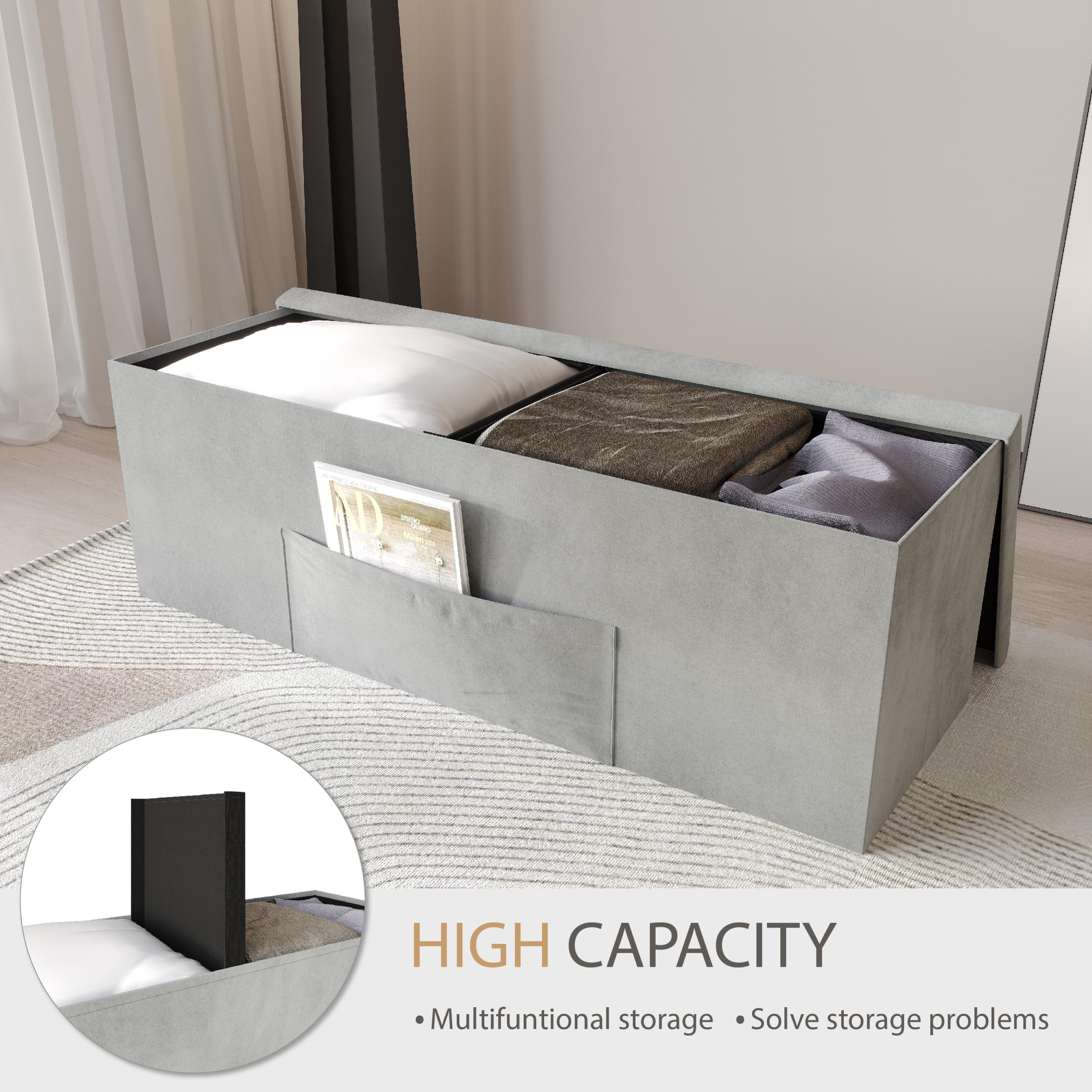 Favorer 12"/30"/42" Tufted Upholstered Folding Storage Ottoman Bench Favorer 12"/30"/42" Tufted Upholstered Folding Storage Ottoman Bench