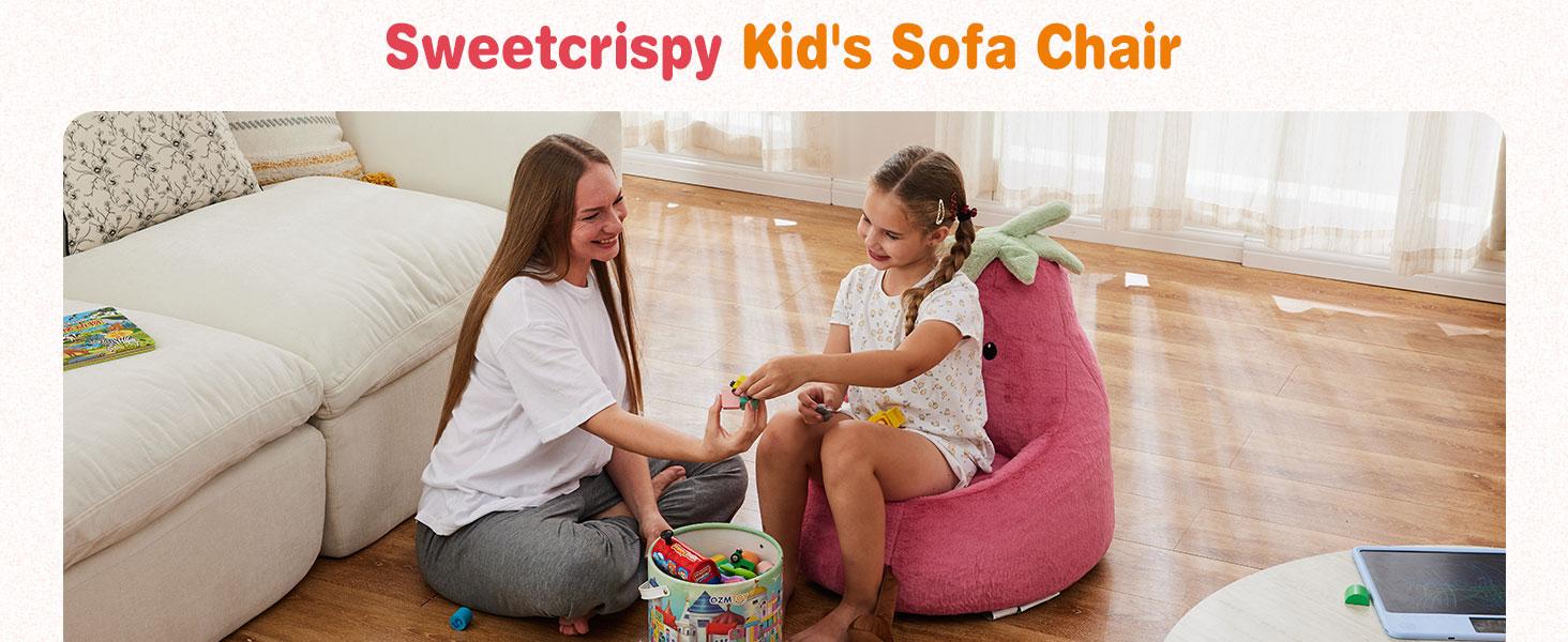 24/31 Inch Bean Bag Chair Padded Toddler Bean Bag Sofa with Padded Bean Bag Chair for Boys and Girls Beige Purple Eggplant Design