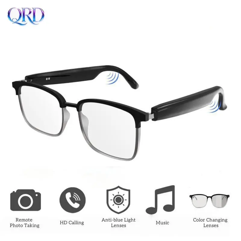 Smart Wireless Music Glasses with Blue Light Protection, Color Changing Lenses for Music & Talking, Ideal Gift for Men & Women, Multifunctional Smart Glasses, Smart Audio Glasses