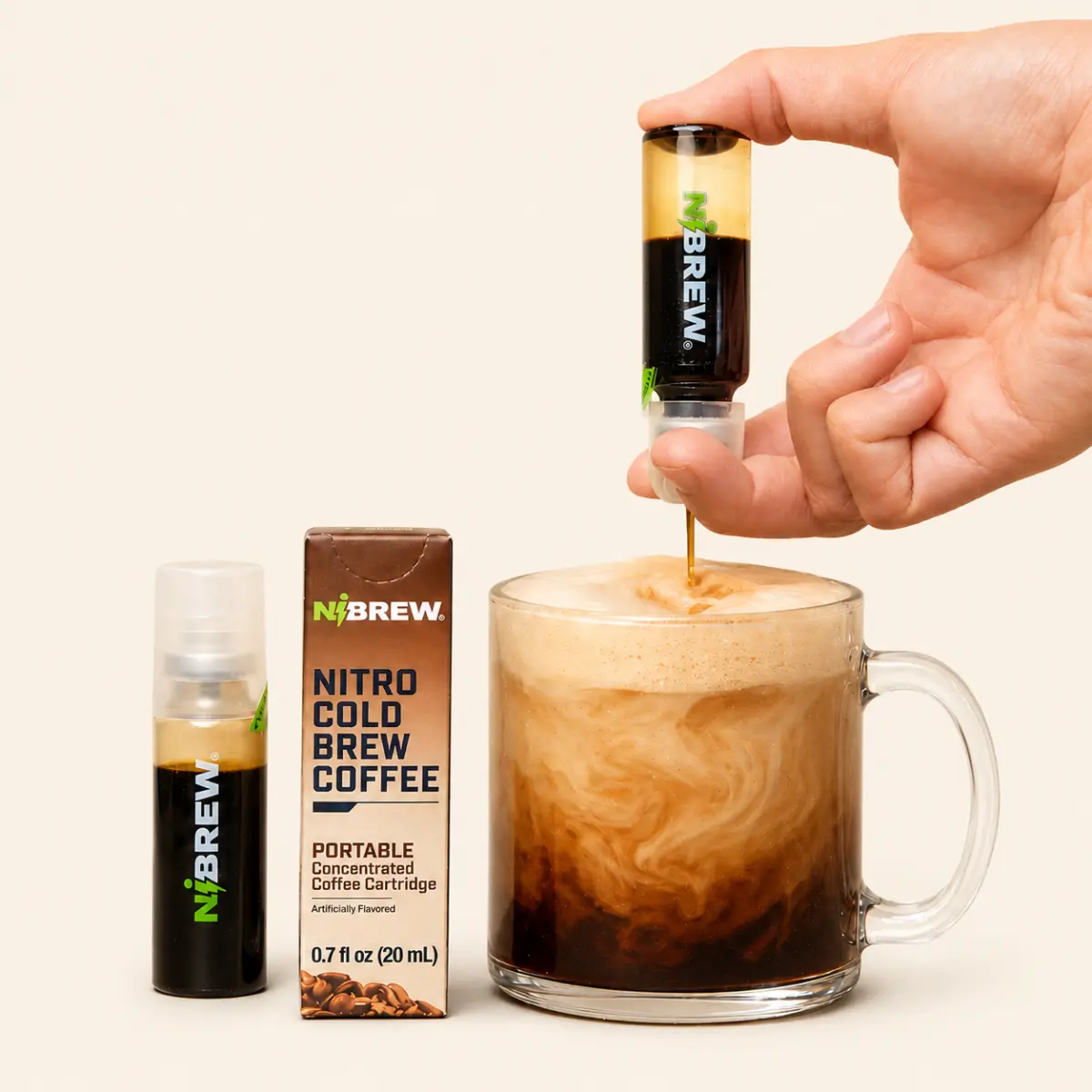Nibrew Nitro Cold Brew Coffee Cartridges - Sugar-Free, Non-Toxic, Caffeine-Rich Cold Foam Concentrate with Vitamin C, Portable Instant Cascading Spray for Water/Milk, 6/15/30 Packs for Gym Athletes (12-Month Shelf Life) Energy