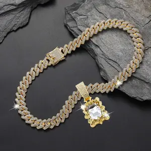 Vintage Rectangle Gem Pendant Necklace Retro Unisex Jewelry for Men Women 90s Y2K Streetwear Style Statement Piece Bold Unique Dainty Aesthetic Fashion Accessory Gifts for Her Him