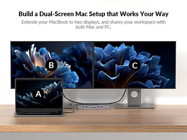 AV Access iDock M10 KVM Switch Docking Station for MacBook & Desktop PC, Dual 4K HDMI Displays, 10-in-1, 100W Power Delivery, EDID Emulation