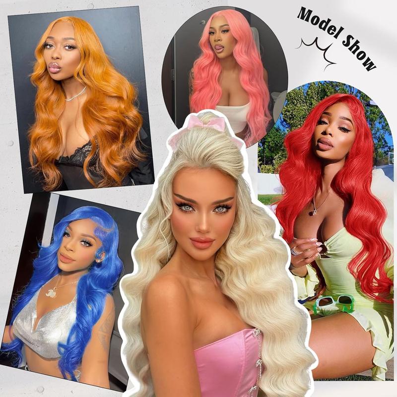 Anyweek 613 Lace Front Wig Human Hair Body Wave Blonde Wig 13x4 HD Transparent Lace Frontal Wigs Pre Plucked Glueless Wigs for Women