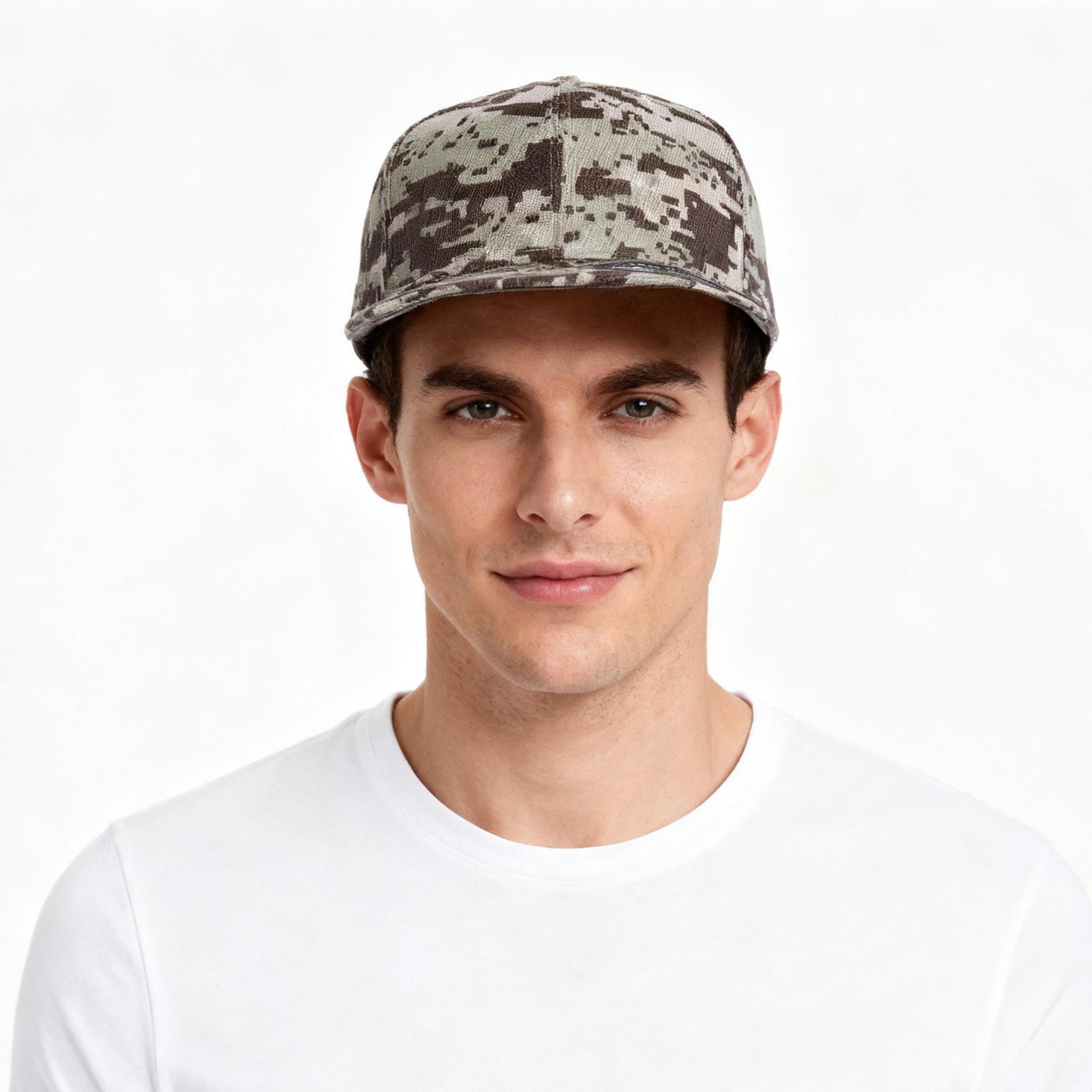 casual Camo Pattern Flat Bill Baseball Hat with Adjustable Strap for Custom Fit Trendy Plain Design Durable for Daily & Outdoor Wear trucker hat