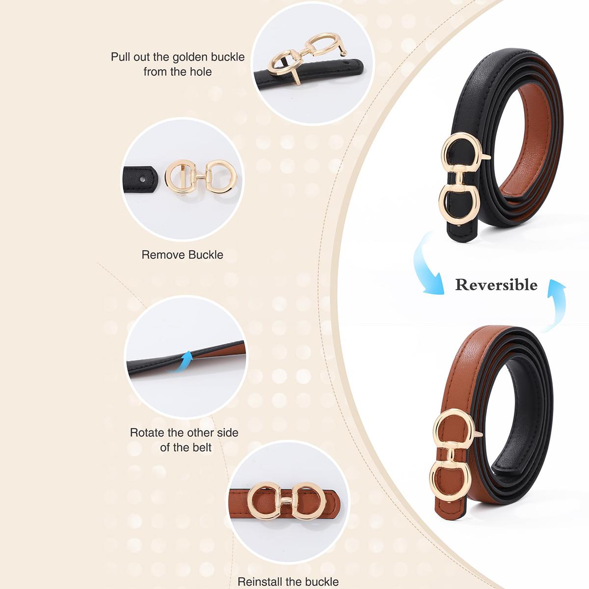 AWAYTR Womens Reversible Thin Belt Skinny Waist Leather Belts with Horseshoe Buckle 2 in 1 Ladies Fashion Belt for Jeans Dress TikTokShopBlackFriday AWAYTR Womens Reversible Thin Belt Skinny Waist Leather Belts with Horseshoe Buckle 2 in 1 Ladies Fashion Belt for Jeans Dress TikTokShopBlackFriday