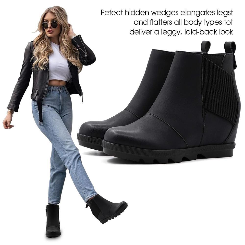 Athlefit Women's Wedge Boots Comfortable Ankle Wedge Booties boots  women winter boots Footwear Casual Springtok Walking Shoes