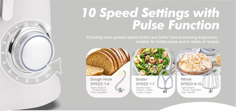 KITCHEN IN THE BOX Stand Mixer 4.5QT & 5QT | 10-Speed Electric Food Mixer for Baking & Cooking | Includes Whisk, Dough Hook & Beater | Durable & Powerful | Kitchenware & Home Appliances