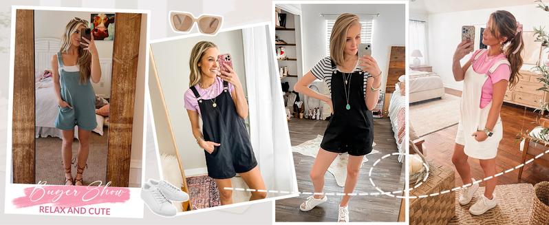 Molitree Women's  Cotton Linen Overalls Shorts Summer Lightweight Casual Short Jumpsuits Rompers Cute Minimalist Sleeveless Womenswear Blue