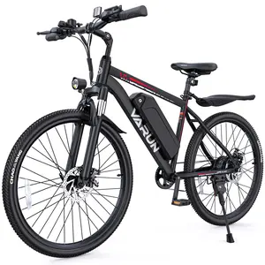 【VARUN Electric Bicycle】 - Adult E‑Bike, 500W peak power, up to 40 miles range, top speed 20 mph, equipped with a 36V 7.8Ah removable battery, 26‑inch electric mountain bike with front fork suspension and dual disc brakes