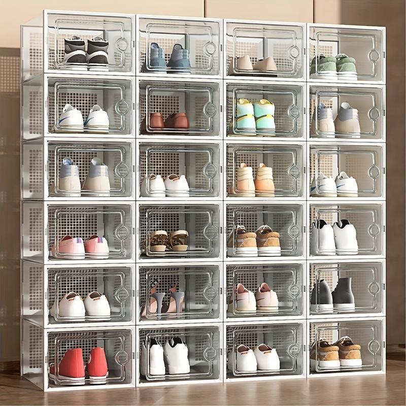 15P Stackable shoe storage box with lid, large shoe rack and storage shelf, shoe display and storage container