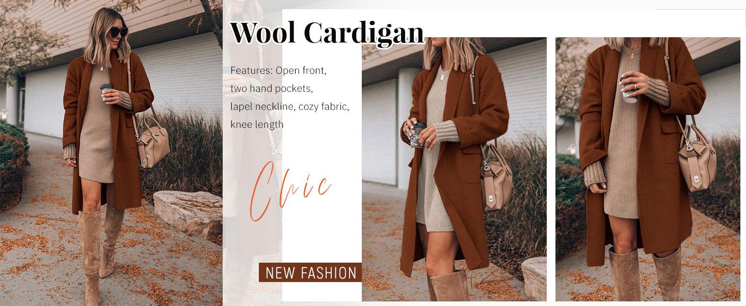 Tanming Women's Long Cardigan Wool Coat Open Front Pockets Warm Lapel Jacket Coat Fall Outerwear Casual FallFreshness Tanming Women's Long Cardigan Wool Coat Open Front Pockets Warm Lapel Jacket Coat Fall Outerwear Casual FallFreshness