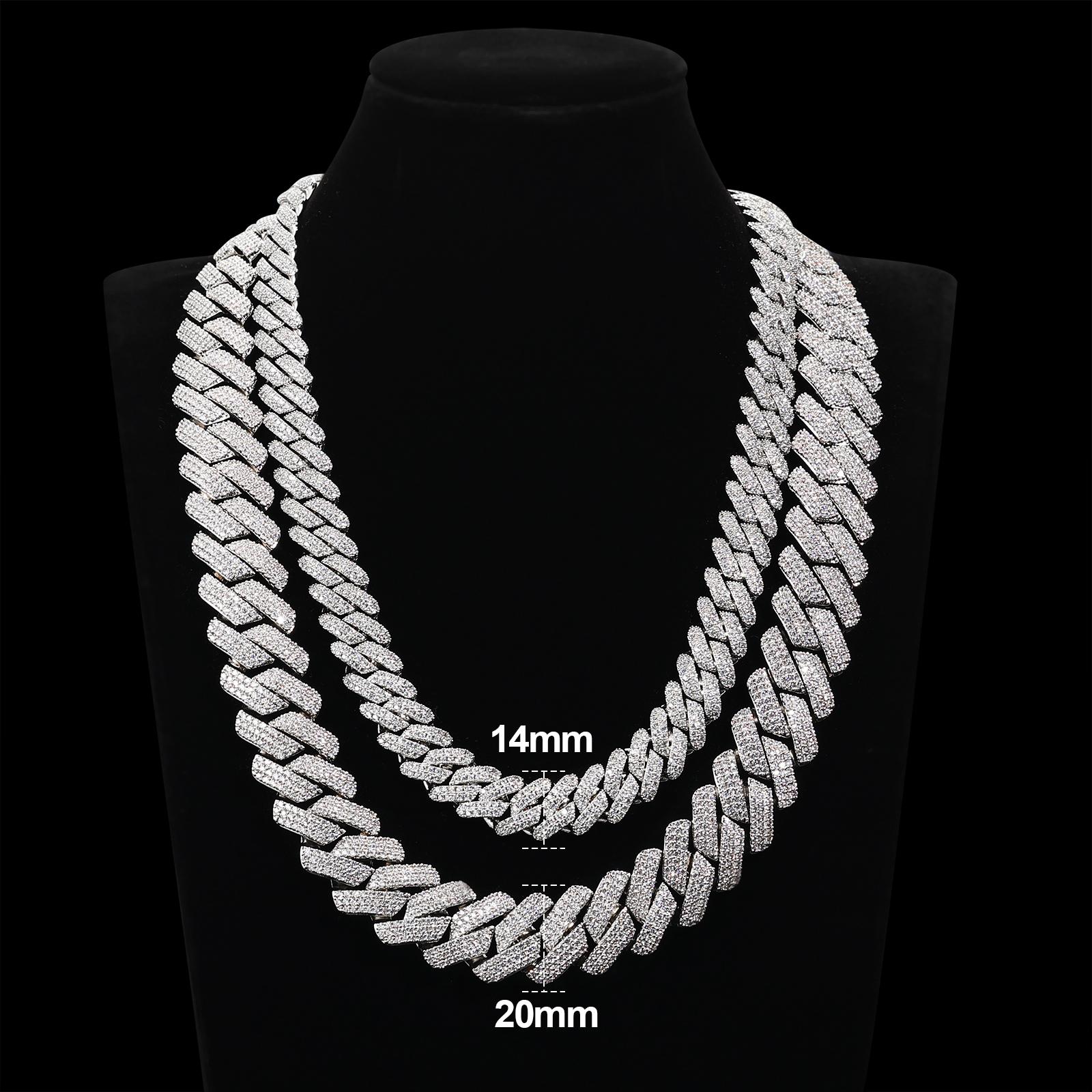 【#CZP397】Shining Cuban Chain Fashion Trend Square Necklace Miami Cuban Chain Ice Out Men's Hip Hop Rap Fashion Necklace Sparkling 14mm Width  FallFreshness