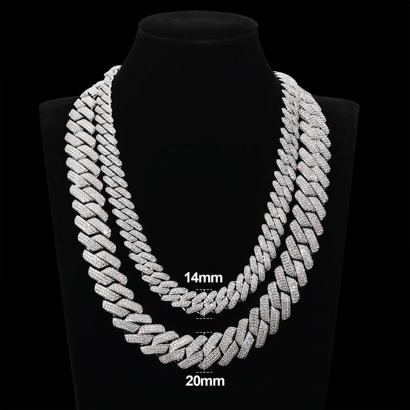 【#CZP397】Shining Cuban Chain Fashion Trend Square Necklace Miami Cuban Chain Ice Out Men's Hip Hop Rap Fashion Necklace Sparkling 14mm Width  FallFreshness