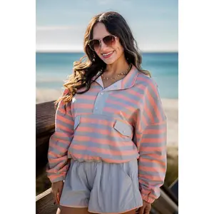 Everyday Put Together Stripe Button Pullover