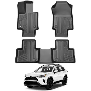 Canvcle Floor Mats for 2019-2025 Toyota RAV4 Gas/Hybrid 3D TPE All-Weather Heavy-Duty Liners with Enhanced Edge Protection & Easy Maintenance