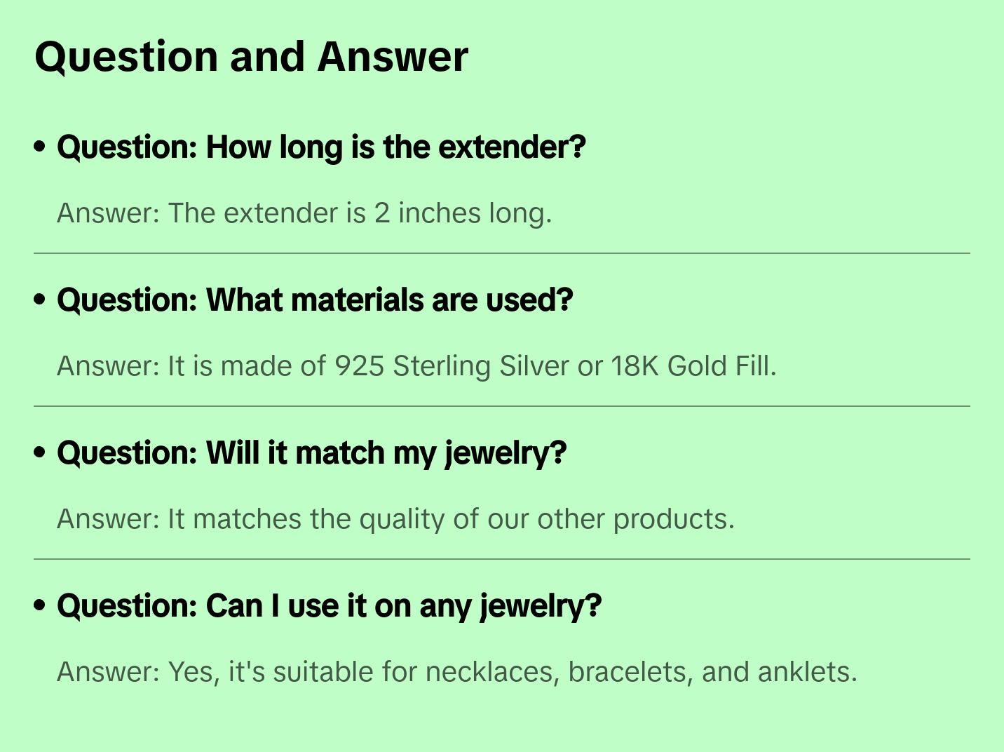 Necklace, bracelet extender