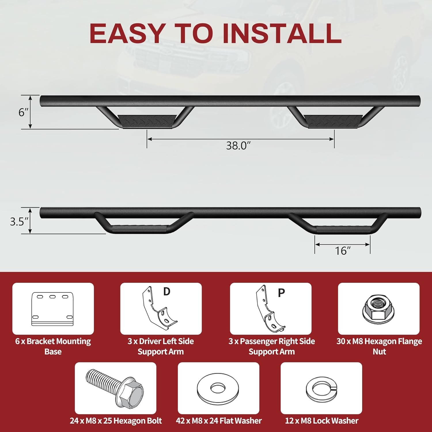 YITAMOTOR Drop Running Boards Compatible with 2019-2025 Dodge Ram 1500 New Body Crew Cab (Not Fit Classic), Tube Side Steps Textured Black Nerf Bars