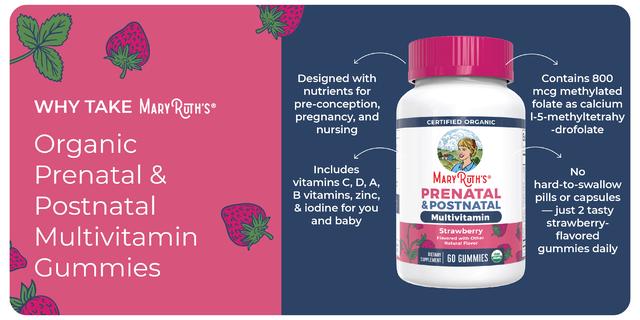 MaryRuth's Prenatal & Postnatal Multivitamin Gummies - Pre-Conception - Postnatal Vitamins for Breastfeeding - USDA Organic - Vegan - 30 Servings MaryRuth's Prenatal & Postnatal Multivitamin Gummies - Pre-Conception - Postnatal Vitamins for Breastfeeding - USDA Organic - Vegan - 30 Servings