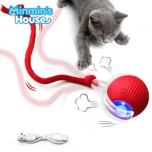 Minmin's House Cat Toys for Indoor Cats, Interactive Cat Toy, USB Rechargeable, Fast Rolling cat Ball Toy On Rug, Bird Chirping & Motion Activated Cat Ball, Anti-Depression Pet Toy Fun Gift with Light, Red