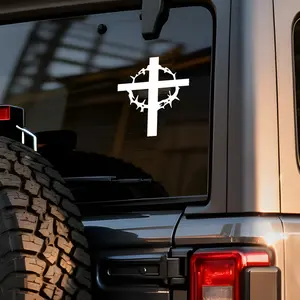 2 Pieces of Car Rear Window Stickers, Christian Car Decal Stickers,Jesus and Cross Stickers, Waterproof and Scratch-Resistant Car Stickers, Vinyl Car Stickers, Creative Stickers.