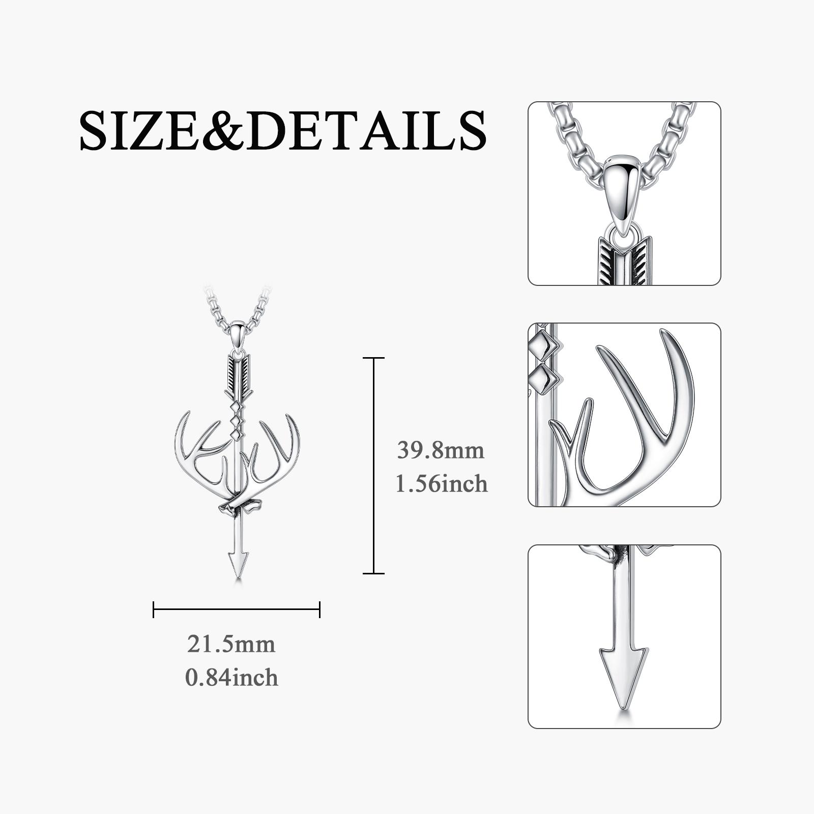 MEIDERBO Jewelry Cross Necklace for Men - 925 Sterling Silver Cross Deer Antler Fish Hook Pendant - Hunting Jewelry Gifts 22+2