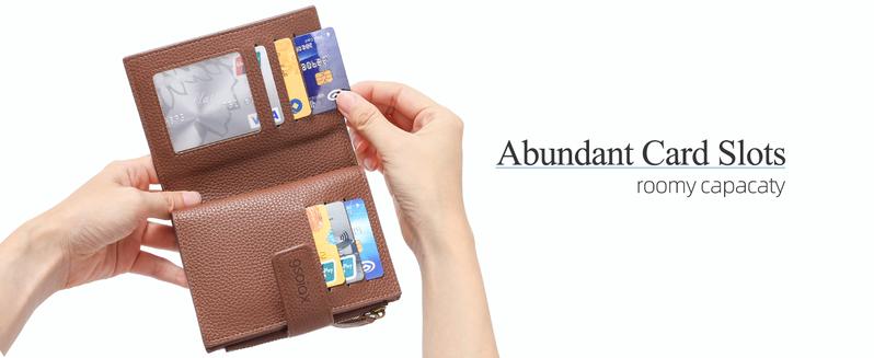 GSOIAX RFID Credit Card Holder, Women's Genuine Leather Coin Pocket Card Holder for Daily and Back to School Use, Perfect for Mother's Day Gift, Girlfriend Gift, Women's Wallet
