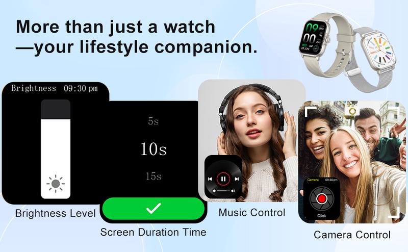 WSQ Smart Watches for Women & Men IP68 2.04 HD Touch Screen Fitness Tracker with ChatGPT AI Voice 3 Bands Step Counter Heart Rate Sleep Monitor Bluetooth GPS Wi-Fi Compatible Android iOS Multifunction Wearable Black