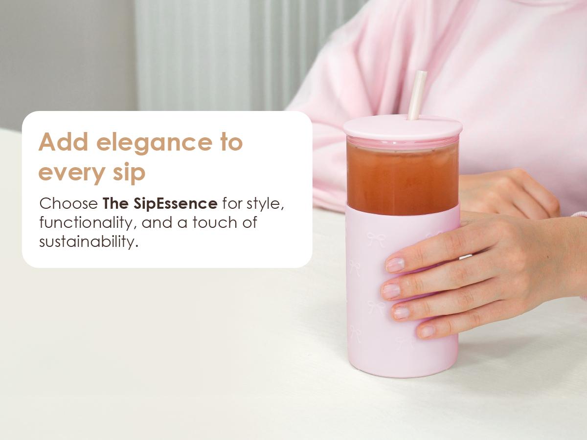 SANDJEST 20oz Glass Tumbler with Silicone Sleeve & Straw, Ideal for Hot & Cold Drinks Smoothie Iced Coffee, Aesthetic Cup for Spring Mother's Day Gift