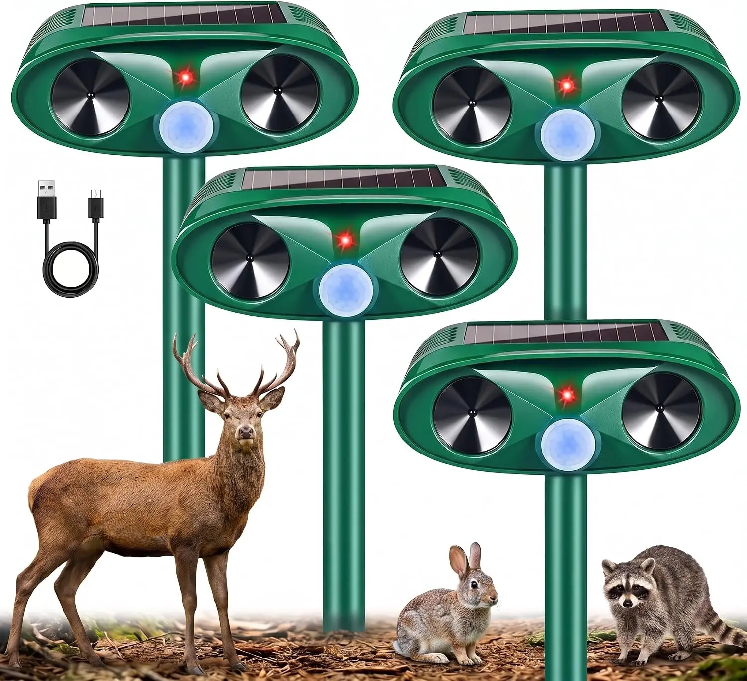 4 Pack Animal Repeller,Waterproof Animal Deterrent Devices Outdoor Repels Cat, Dog, Fox, Derrent, Rat