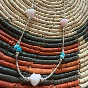 Turquoise & Conch Heart Necklace
