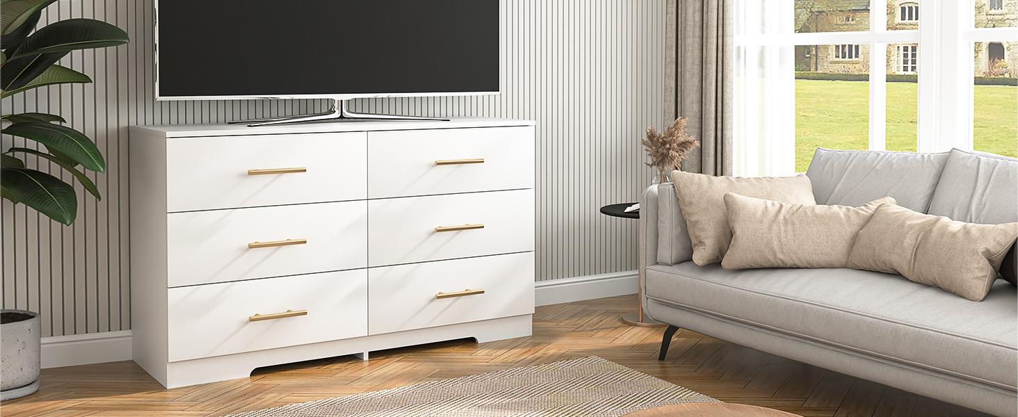 6 Drawer Wooden Dresser, Large Storage Cabinet Modern Chest of 6 Drawers Night Table, Bedroom Storage Organizer, Storage Dresser Chest of Drawers for Bedroom, Closet, Living Room 6 Drawer Wooden Dresser, Large Storage Cabinet Modern Chest of 6 Drawers Night Table, Bedroom Storage Organizer, Storage Dresser Chest of Drawers for Bedroom, Closet, Living Room