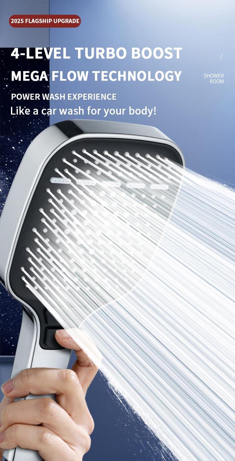 High-pressuremulti-mode handheid showerhead &Square-panlel showerhead,power wash,showerhead with ON/OFF switdh for pets bath 1.5m hose,shower bracket,Shower,bathroom supplies.