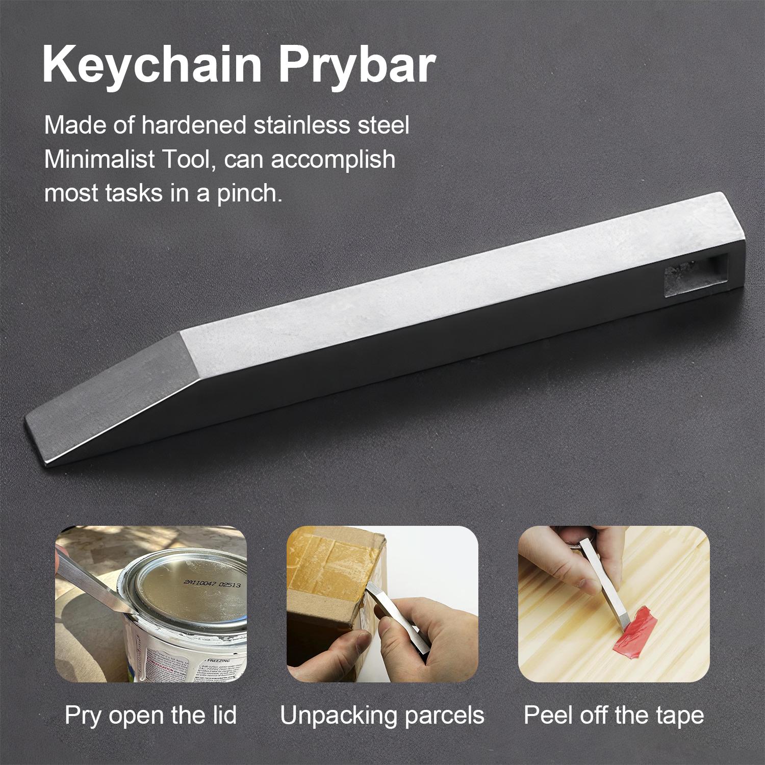 VAYWET The Mighty Bar - Super Strong Stainless Steel Keychain Pry Bar for Everyday Tasks EDC Prybar Heavy Duty EDC Keychain Pry Bar Tool (No ring) Portable Household Multifunctional, Small Keychain Accessories