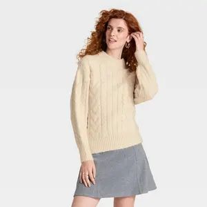 Women's Long Sleeve Cabled Tunic Sweater - A New Day