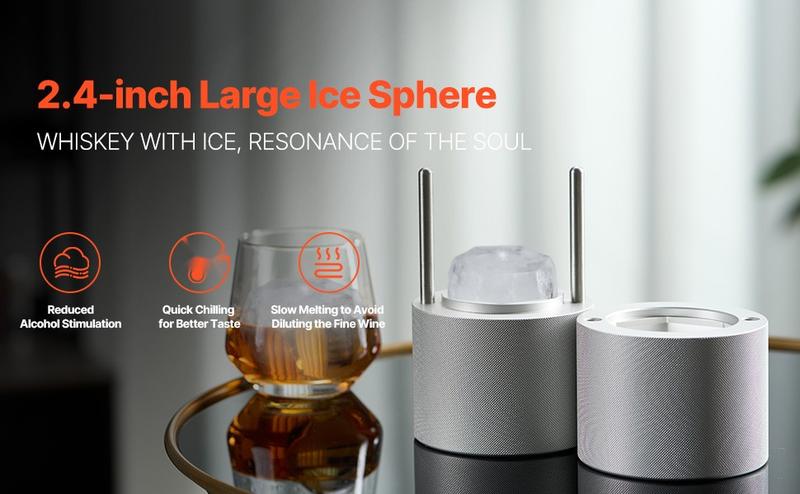 Ice Diamond Press Ice Ball Maker Kit 2.4-Inch Diamond Ice Press For Whiskey Cocktails And Bourbon, Round Ice Sphere Ball Maker, Bar Tool Accessory, Durable Stainless Steel Ice Maker For Home Bar And Entertaining