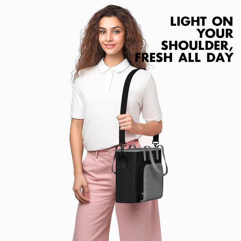 Meoky double-Layer Insulated Lunch Bag – Leak-Proof, Water-Resistant Tote with Detachable Strap & Top Handle, Big Capacity for Work & Schoo,Valentine's Day gift