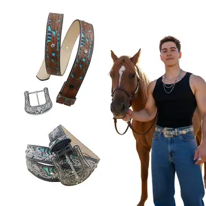 Boho Style Ethnic Pattern Trendy Belt for Women & Men, Fashionable Buckle Decorated Cowboy Waist Belt, Fashion Accessories for Daily Wear, Stylish Belts Men's   Belt