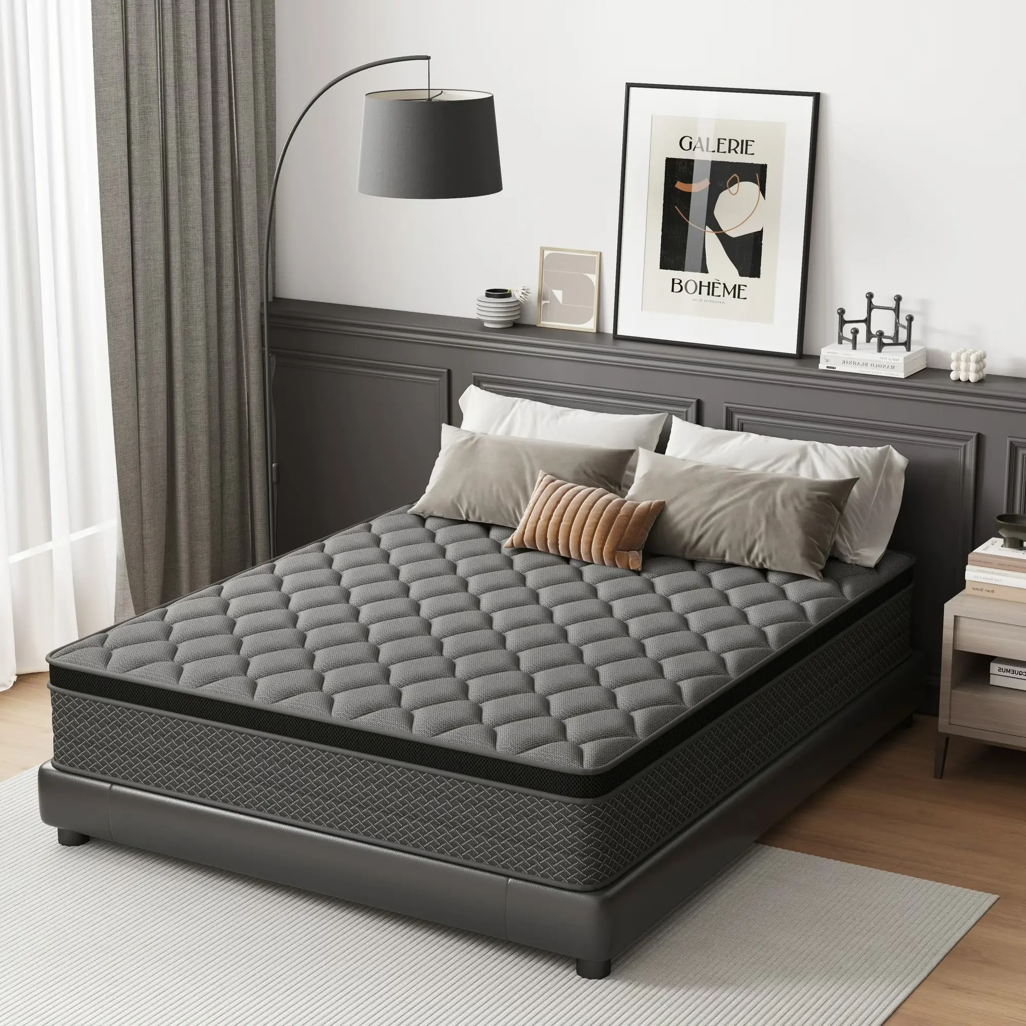 SEEUO 12 Inch Hybrid Mattress in a Box, Gel Memory Foam & Individually Wrapped Pocket Coils, Pressure Relief, Cooling Sleep Support