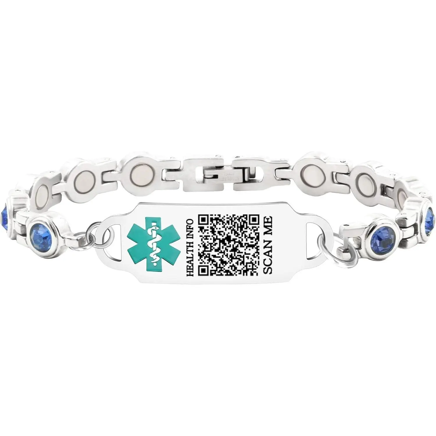 Medical Alert Bracelet for Men Women, Stainless Steel Medical ID Bracelet with Dynamic QR Code or Laser Engraved Medical Condition Options, Adjustable Link Emergency Health Information Bracelet with Removal Tool Stainless Steel Wrist Letter Link Bracelet