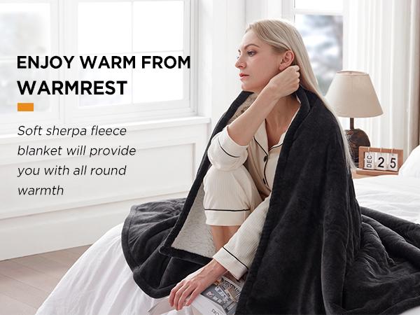 The Valentine's Day Gift Warmrest Heated Blanket Electric Throw - 50"x60" Heating Blanket Throw 1/2/4/6/8 Hours Auto-off 10 Heat Level Over-heat Protection Flannel Sherpa Heater Blanket ETL Certification The Valentine's Day Gift Warmrest Heated Blanket Electric Throw - 50"x60" Heating Blanket Throw 1/2/4/6/8 Hours Auto-off 10 Heat Level Over-heat Protection Flannel Sherpa Heater Blanket ETL Certification