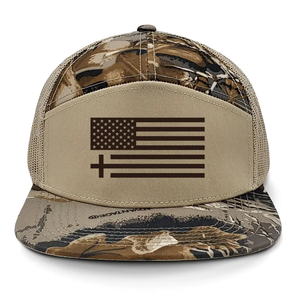 TRENZ SHIRT COMPANY Men's 7-Panel Flatbill Adjustable Snapback Mesh Christian Trucker Hat - Men's Hats, Adjustable Fit, Mesh Back Panels, 6 Designs, Faith Fashion Accessory, Adjustable Fit Hat
