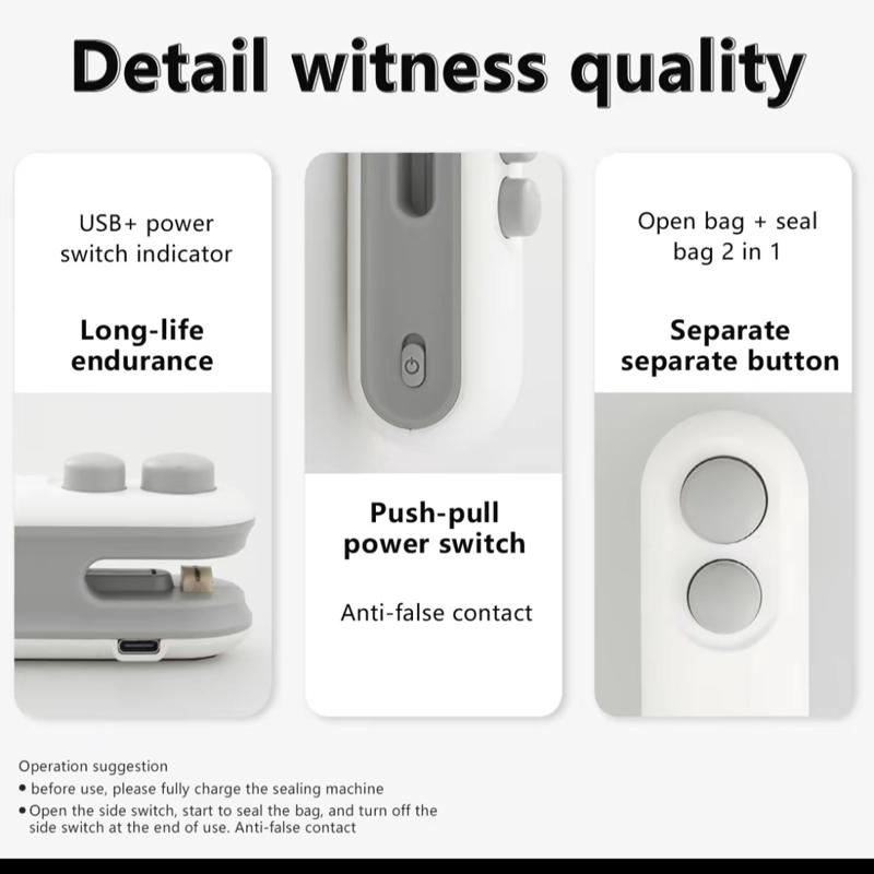 Mini snack bag sealing machine,2 in 1 heat USB rechargeable snack bag selaer,plastic Electric bag sealers, keep food fresh. Portable Sealer Picnics.