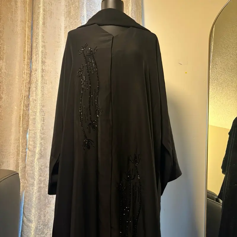 Luxury Black Vertical Beaded Abaya