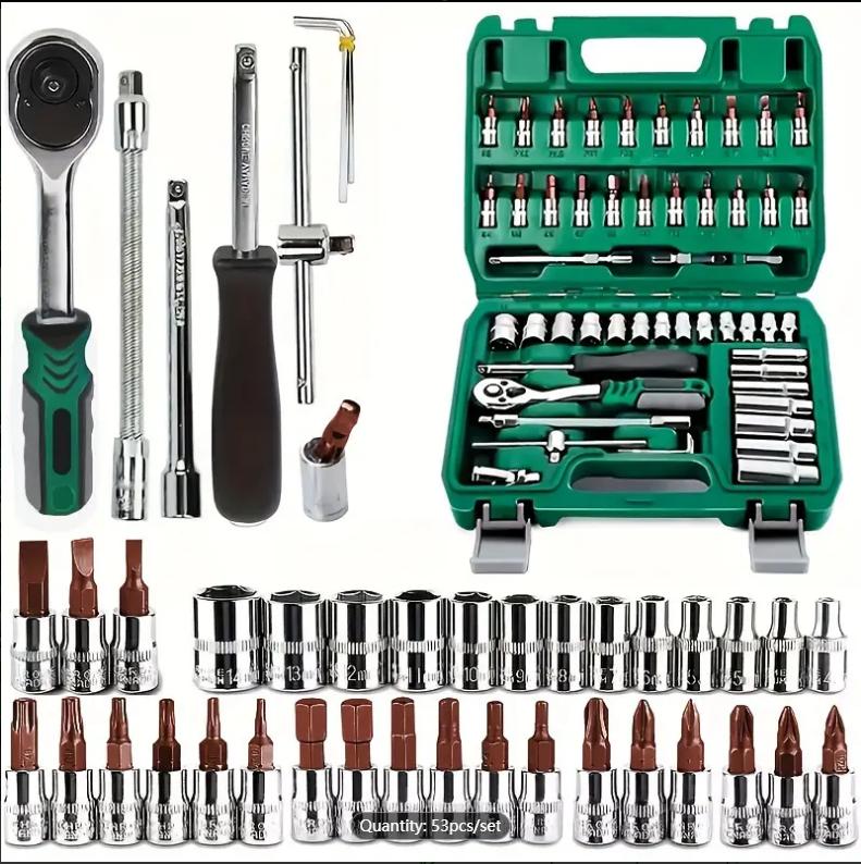 Repair Tools Set ,53pcs/set, Auto Car Repair Tools Set With Ratchet Wrench, Durable Repair Tools For Home And Outdoor Use