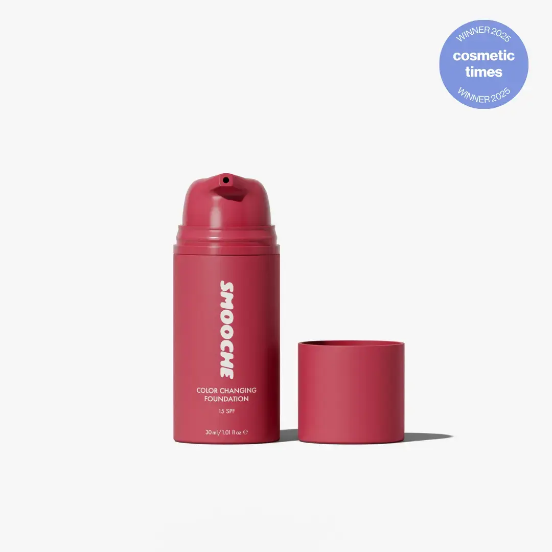 Smooche Color Changing Foundation - Liquid Base Makeup, Concealer, SPF Protection, 24H Wear, Vegan, Any Skin Tone, All Seasons, Bottle-Packaged