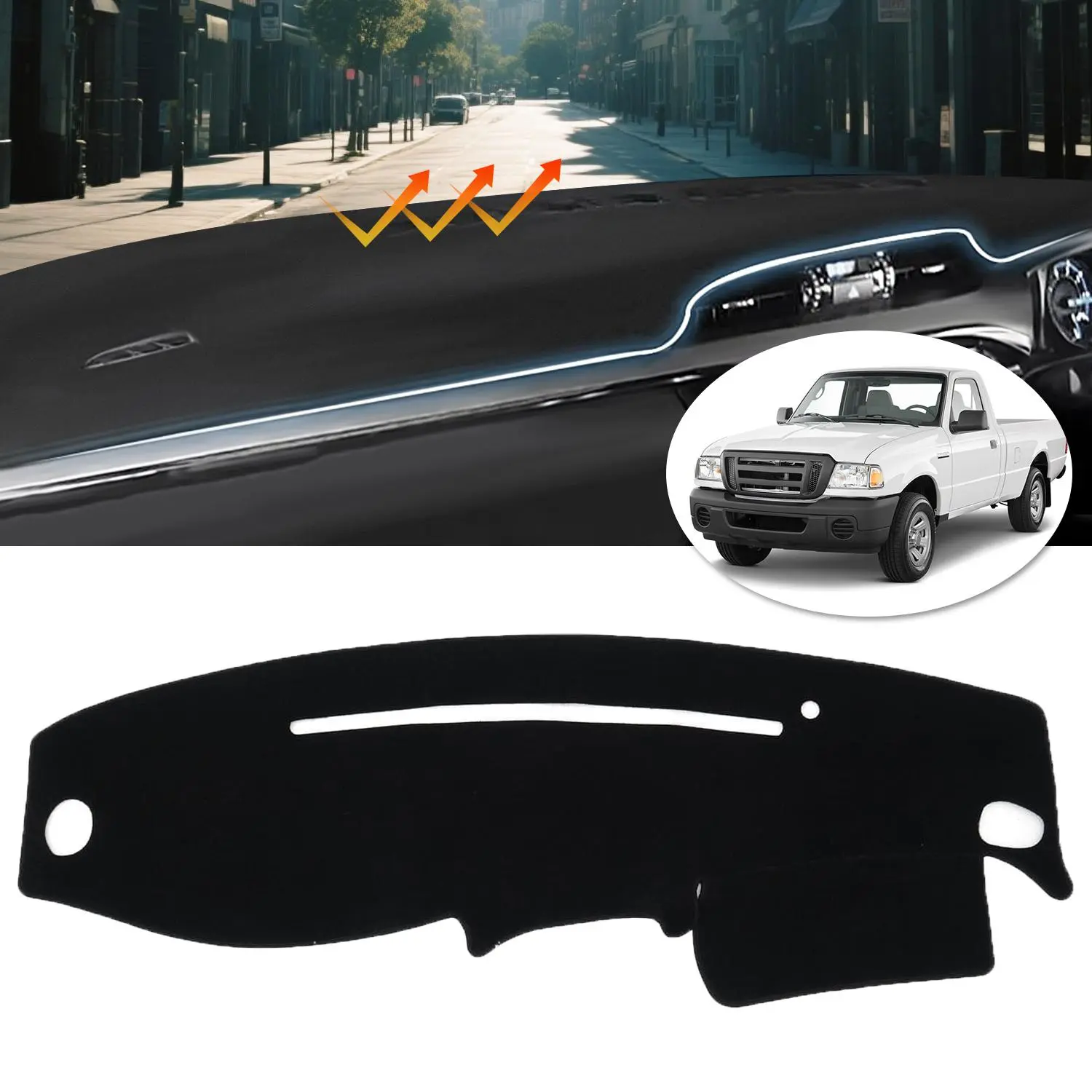 Car Dash Cover for Ford Ranger 1995-2011/Ford Explorer 1995-2001/Mazda B2300 B2500 B3000 B4000 1995-2008/Mercury Mountaineer 1997-2001 Non-Slip Center Console UV Rays Protector