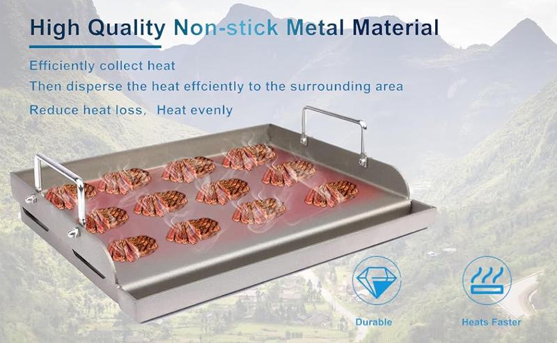 ELF GRILL 25"x16" Outdoor Flat Top Griddle Pan - Heavy-Duty Metal Cookware Compatible with Gas Grills, Stoves, Charcoal Grills & Camping Gear | Must-Have BBQ Accessory