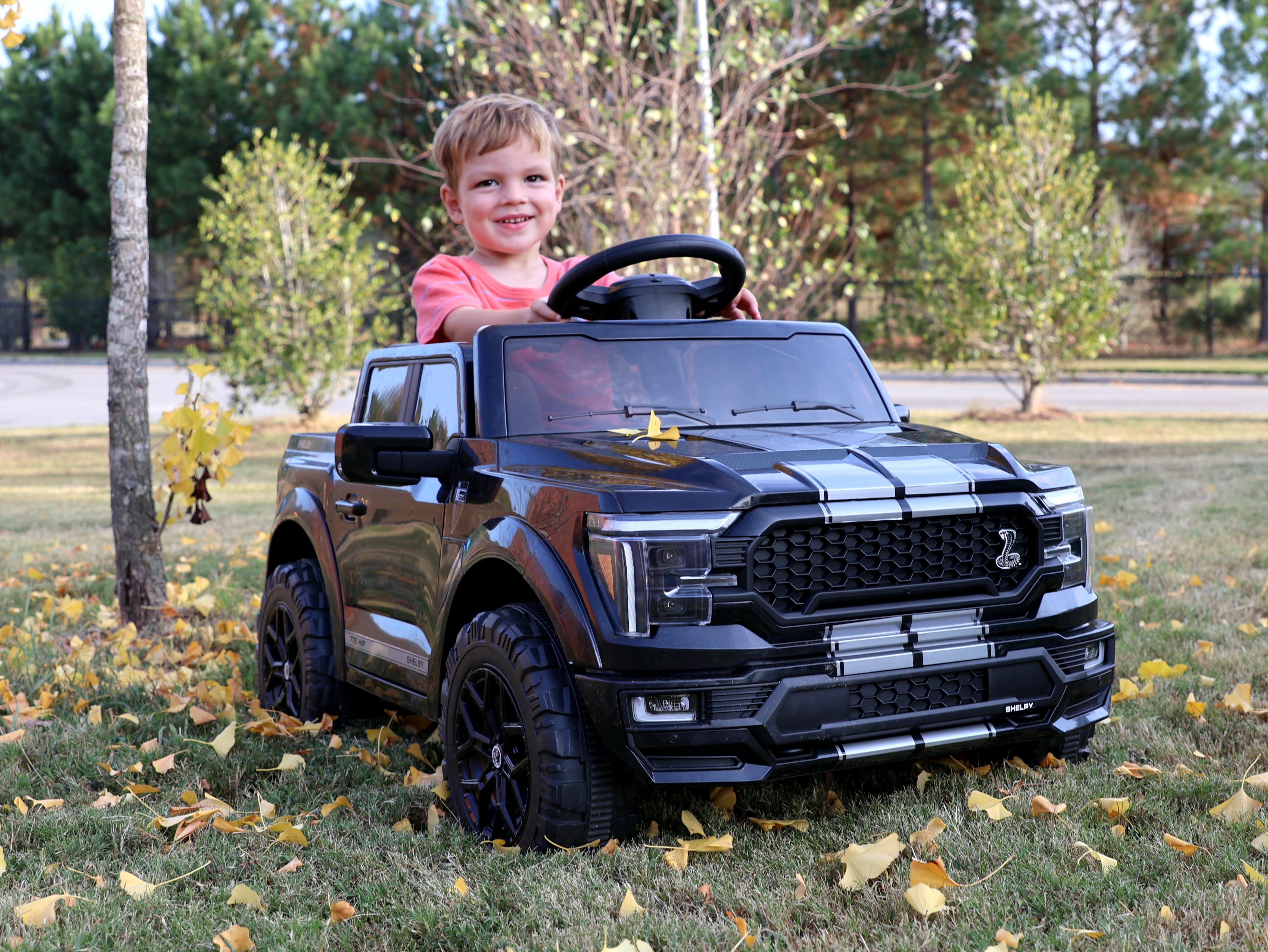 Hikiddo Electric Car Licensed Ford-Shelby F-150 12V Kids Ride on Truck Toys for Kids Toddlers with Remote & Bluetooth